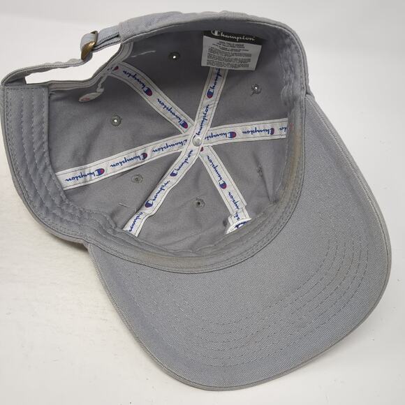 Champion Slideback Baseball Cap Gray One Size Adjustable Embroidered 6 Panel - Picture 7 of 10